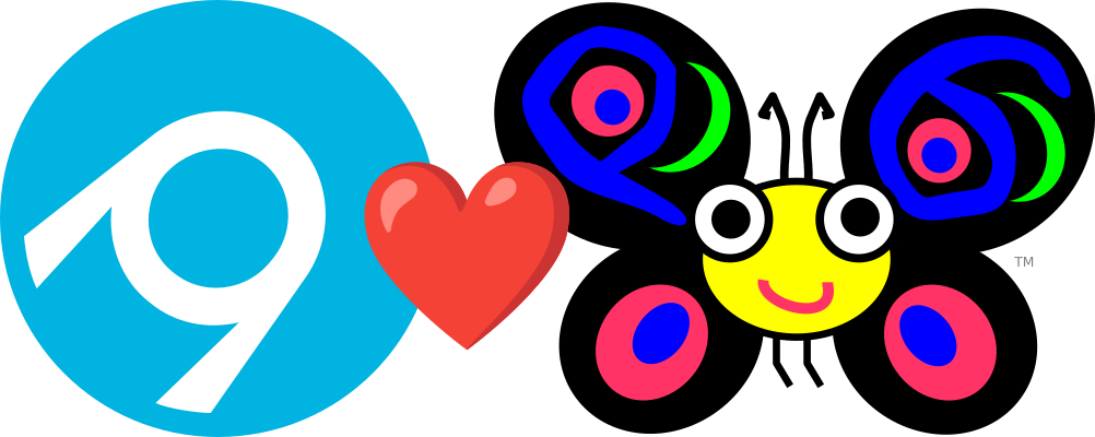 AppVeyor logo linked with Camelia logo via heart symbol