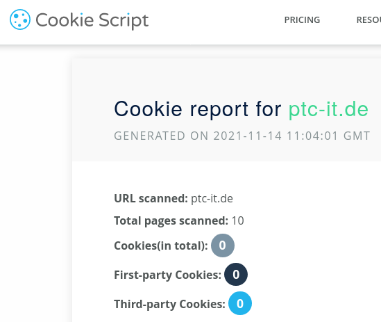 Cookie Script scan report