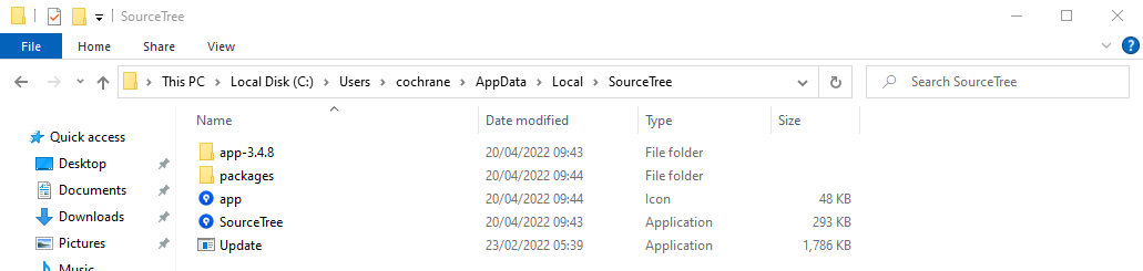 SourceTree AppData folder